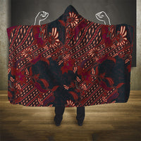 Indonesian Parang Batik Hooded Blanket Red Floral Pattern