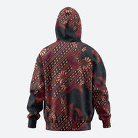 Indonesian Parang Batik Hoodie Red Floral Pattern