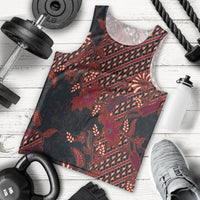 Indonesian Parang Batik Men Tank Top Red Floral Pattern