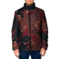 Indonesian Parang Batik Padded Jacket Red Floral Pattern