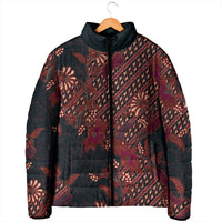 Indonesian Parang Batik Padded Jacket Red Floral Pattern