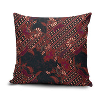 Indonesian Parang Batik Pillow Cover Red Floral Pattern