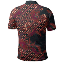 Indonesian Parang Batik Polo Shirt Red Floral Pattern