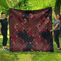Indonesian Parang Batik Quilt Red Floral Pattern
