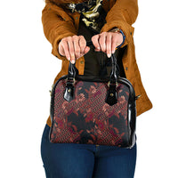 Indonesian Parang Batik Shoulder Handbag Red Floral Pattern