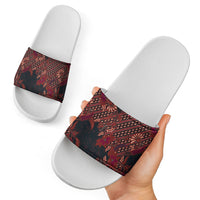 Indonesian Parang Batik Slide Sandals Red Floral Pattern