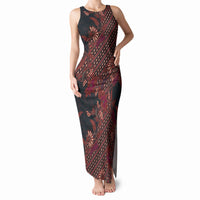 Indonesian Parang Batik Tank Maxi Dress Red Floral Pattern