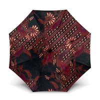 Indonesian Parang Batik Umbrella Red Floral Pattern