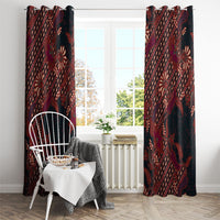 Indonesian Parang Batik Window Curtain Red Floral Pattern