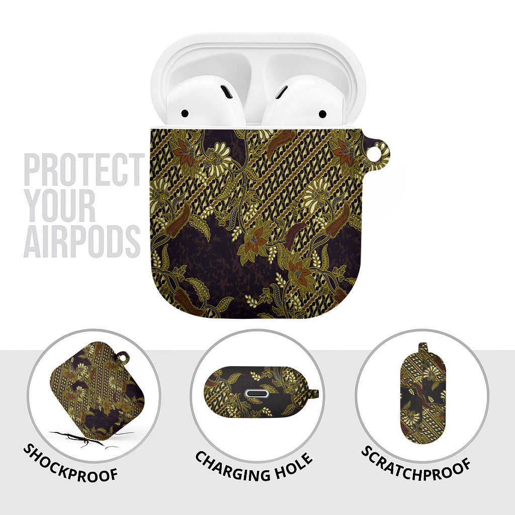Indonesian Parang Batik AirPods Case Yellow Floral Pattern