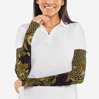 Indonesian Parang Batik Arm Sleeves Yellow Floral Pattern