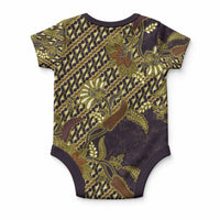Indonesian Parang Batik Baby Onesie Yellow Floral Pattern