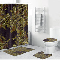 Indonesian Parang Batik Bathroom Set Yellow Floral Pattern