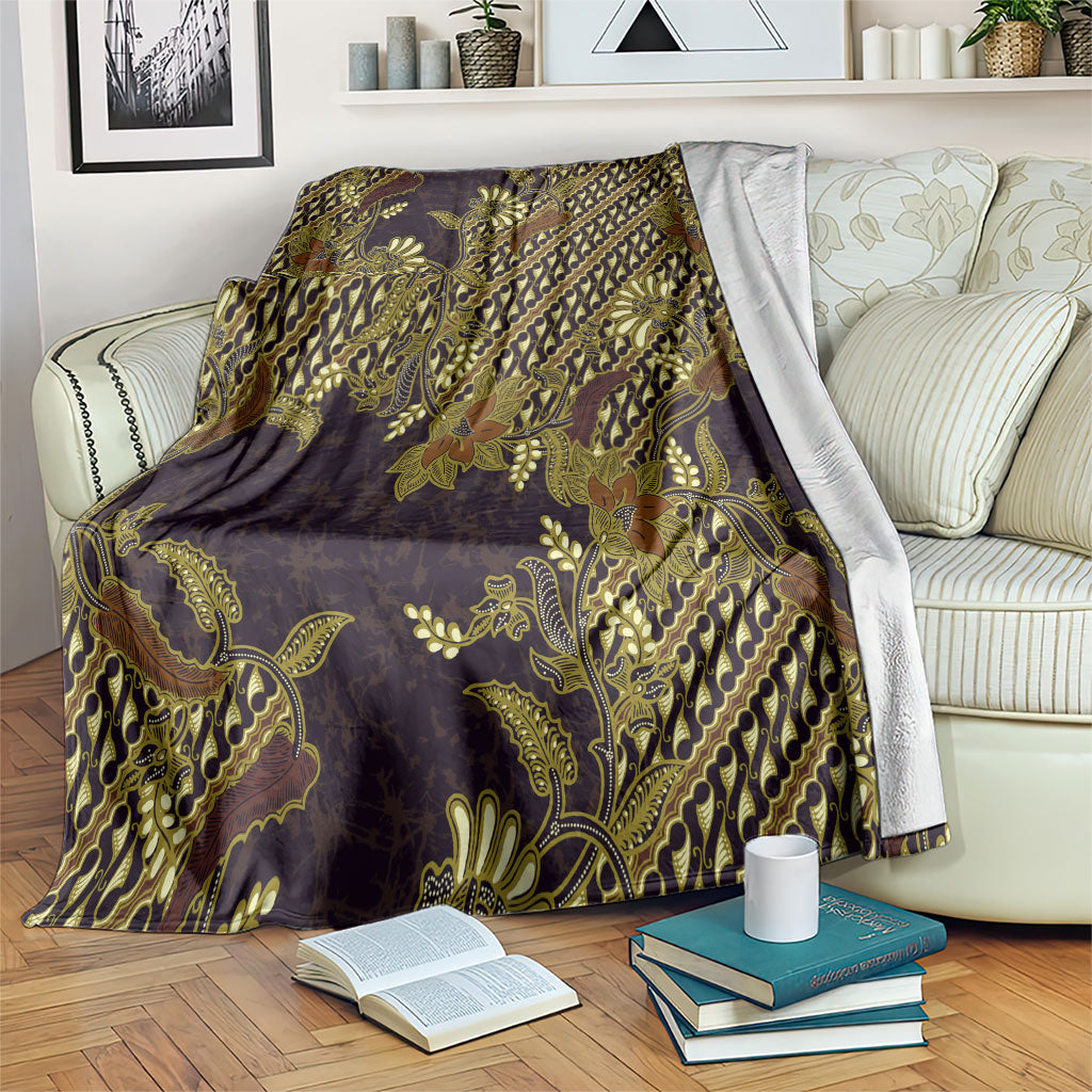 Indonesian Parang Batik Blanket Yellow Floral Pattern