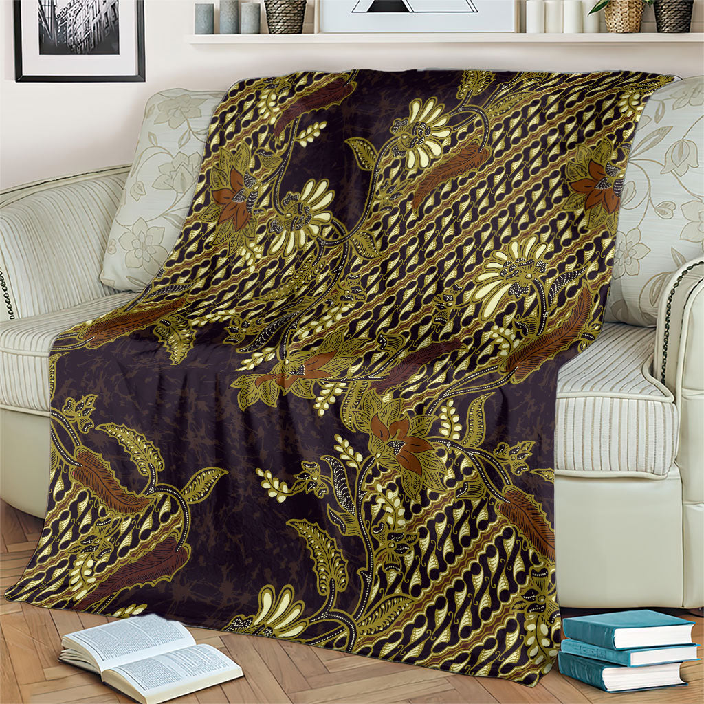 Indonesian Parang Batik Blanket Yellow Floral Pattern