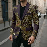 Indonesian Parang Batik Blazer Yellow Floral Pattern