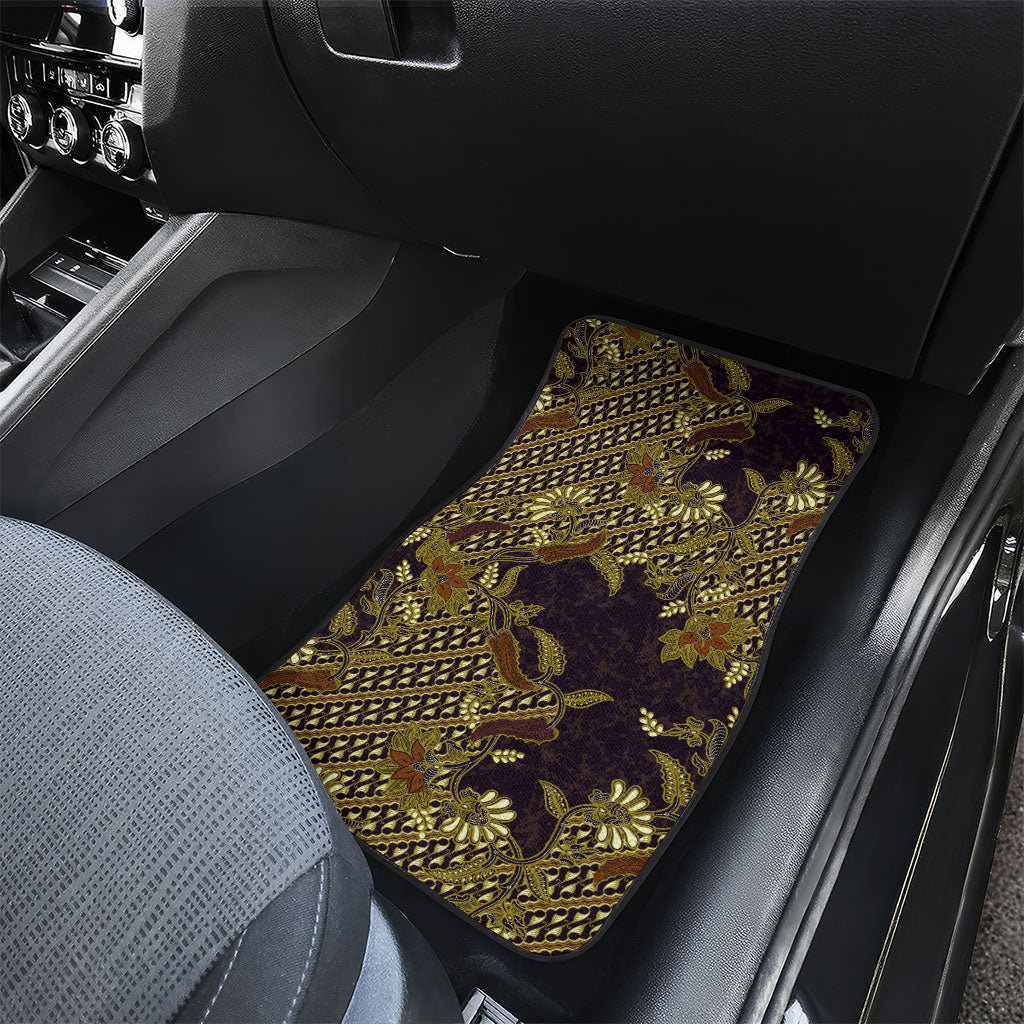 Indonesian Parang Batik Car Mats Yellow Floral Pattern