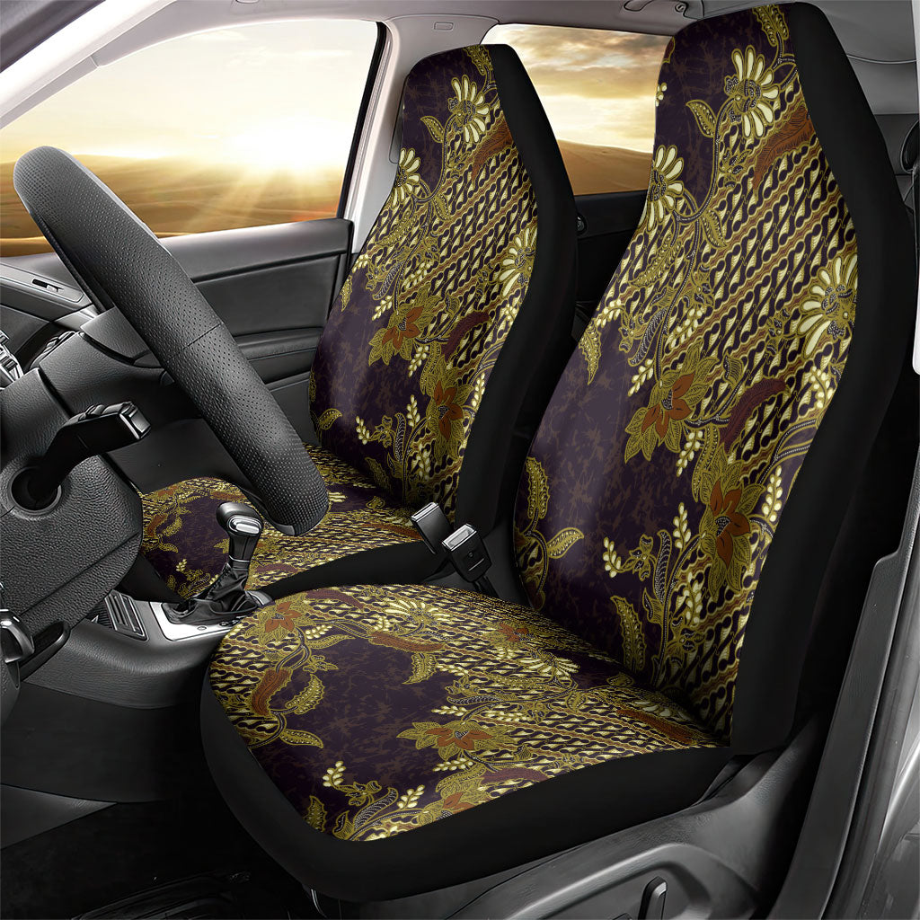 Indonesian Parang Batik Car Seat Cover Yellow Floral Pattern