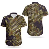 Indonesian Parang Batik Couples Matching Mermaid Dress and Hawaiian Shirt Yellow Floral Pattern