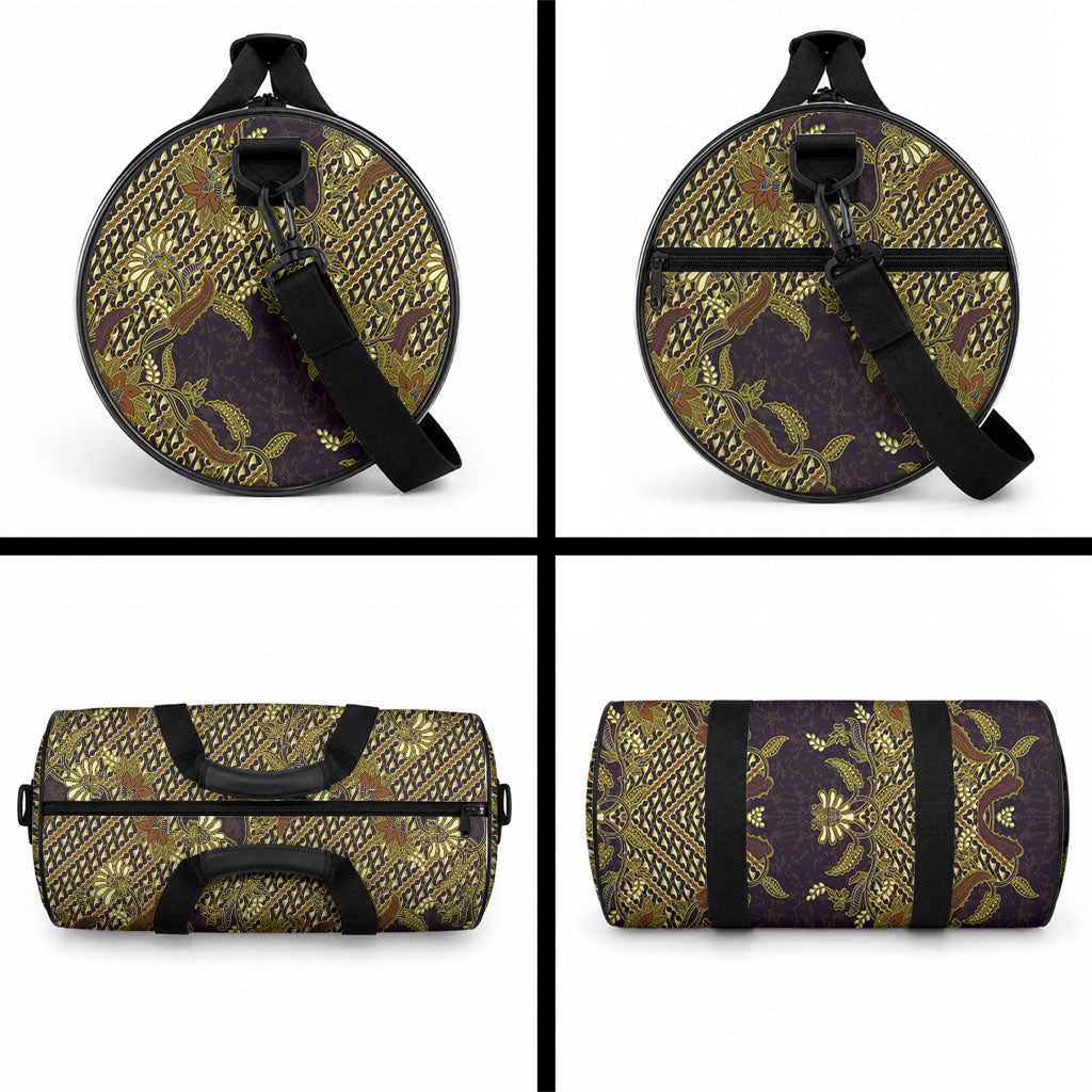 Indonesian Parang Batik Duffle Bag Yellow Floral Pattern