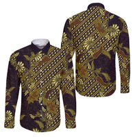Indonesian Parang Batik Family Matching Summer Maxi Dress and Hawaiian Shirt Yellow Floral Pattern