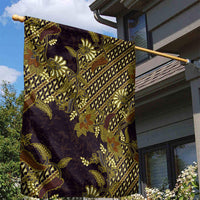 Indonesian Parang Batik Garden Flag Yellow Floral Pattern