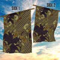 Indonesian Parang Batik Garden Flag Yellow Floral Pattern