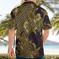 Indonesian Parang Batik Hawaiian Shirt Yellow Floral Pattern