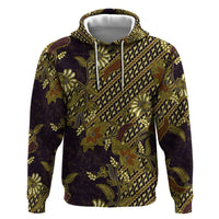 Indonesian Parang Batik Hoodie Yellow Floral Pattern
