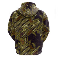 Indonesian Parang Batik Hoodie Yellow Floral Pattern