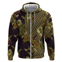 Indonesian Parang Batik Hoodie Yellow Floral Pattern