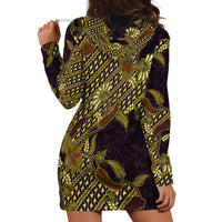 Indonesian Parang Batik Hoodie Dress Yellow Floral Pattern