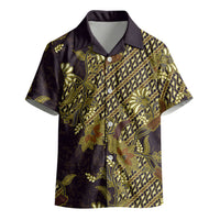Indonesian Parang Batik Kid Hawaiian Shirt Yellow Floral Pattern