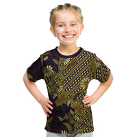 Indonesian Parang Batik Kid T Shirt Yellow Floral Pattern