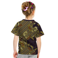 Indonesian Parang Batik Kid T Shirt Yellow Floral Pattern