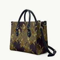 Indonesian Parang Batik Leather Bag Yellow Floral Pattern