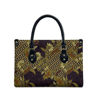 Indonesian Parang Batik Leather Bag Yellow Floral Pattern
