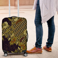 Indonesian Parang Batik Luggage Cover Yellow Floral Pattern