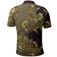 Indonesian Parang Batik Polo Shirt Yellow Floral Pattern
