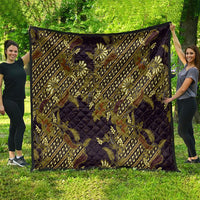 Indonesian Parang Batik Quilt Yellow Floral Pattern