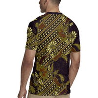 Indonesian Parang Batik Rugby Jersey Yellow Floral Pattern