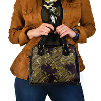 Indonesian Parang Batik Shoulder Handbag Yellow Floral Pattern