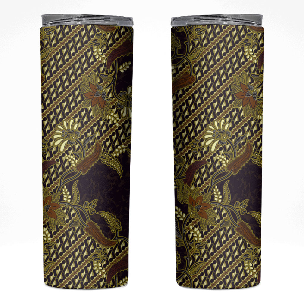 Indonesian Parang Batik Skinny Tumbler Yellow Floral Pattern