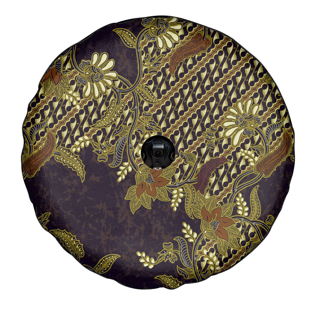 Indonesian Parang Batik Spare Tire Cover Yellow Floral Pattern