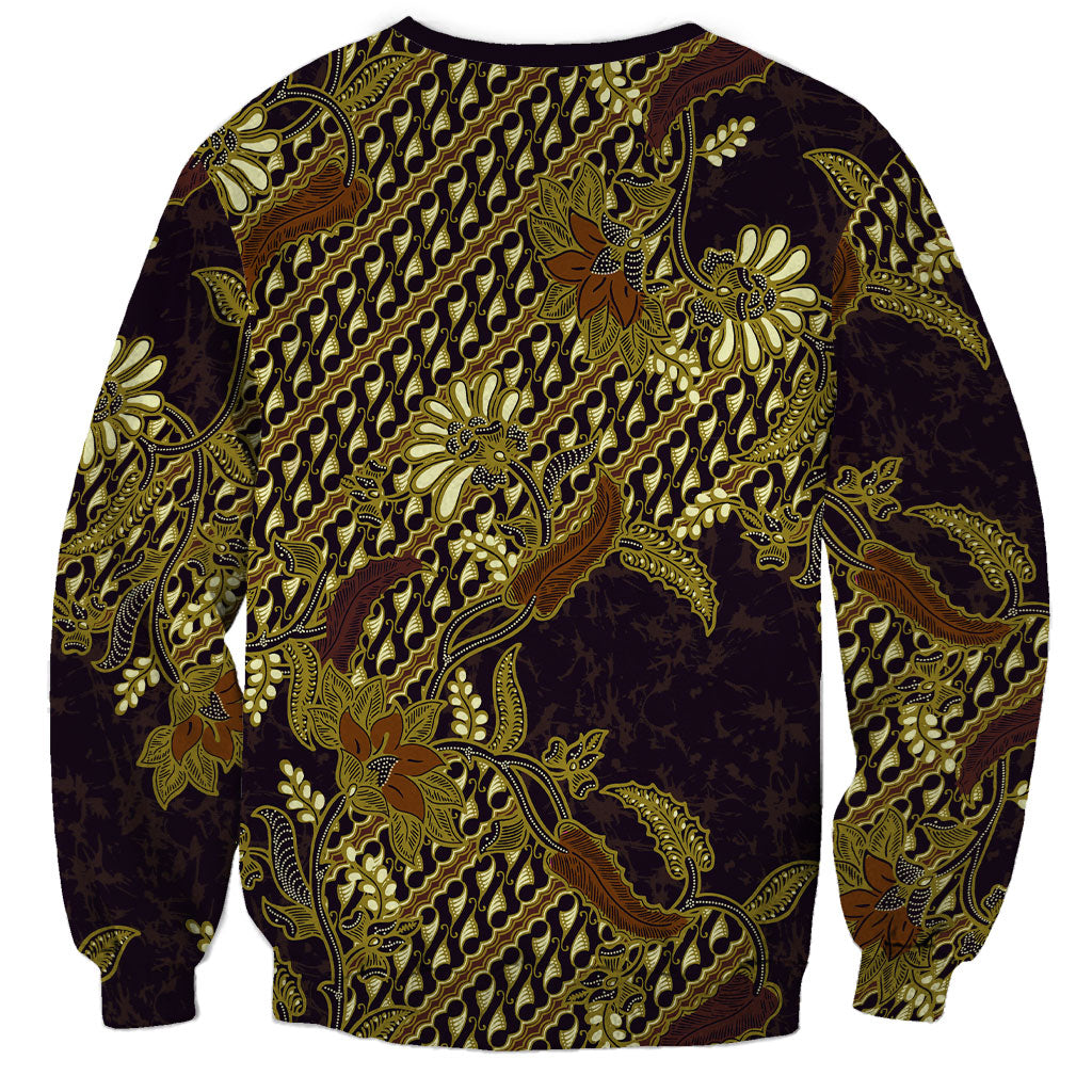 Indonesian Parang Batik Sweatshirt Yellow Floral Pattern