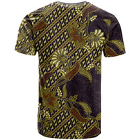Indonesian Parang Batik T Shirt Yellow Floral Pattern