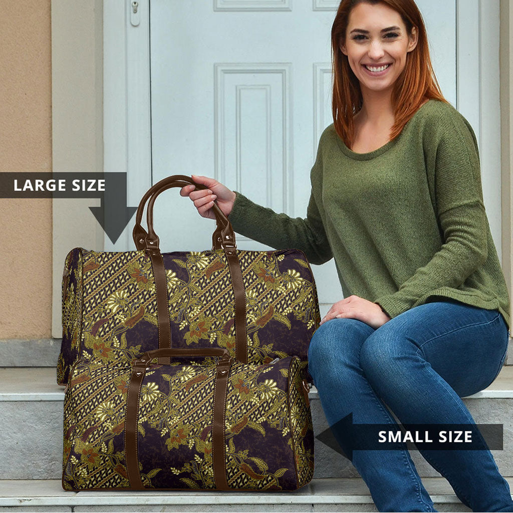Indonesian Parang Batik Travel Bag Yellow Floral Pattern