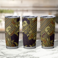 Indonesian Parang Batik Tumbler Cup Yellow Floral Pattern