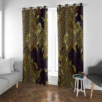 Indonesian Parang Batik Window Curtain Yellow Floral Pattern