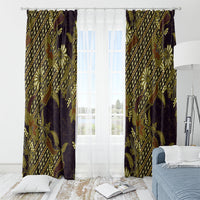 Indonesian Parang Batik Window Curtain Yellow Floral Pattern